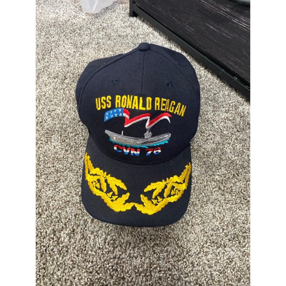 Navy Command Caps USS Ronald Reagan Hat Cap SnapBack Black & Yellow